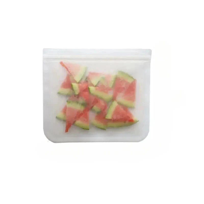 Reusable Silicone Food Storage Bags - Leakproof Stand-Up Zip Containers for Fresh Food and Freezer Use