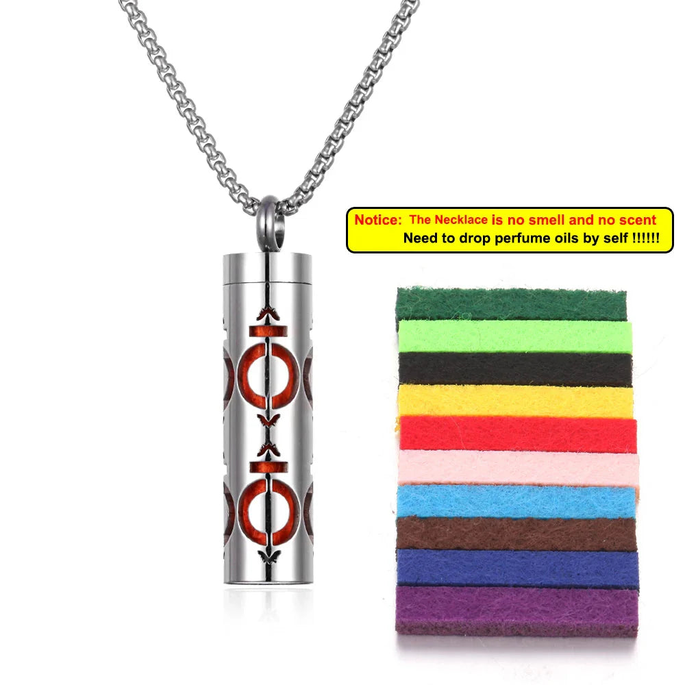 Long Strip Stainless Steel Aromatherapy Necklace – Essential Oil Diffuser Pendant