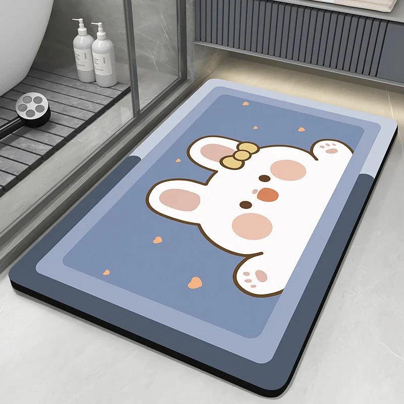 Diatomaceous Earth Bath Mat - Quick-Dry Non-Slip Absorbent Bathroom Rug with Washable Design
