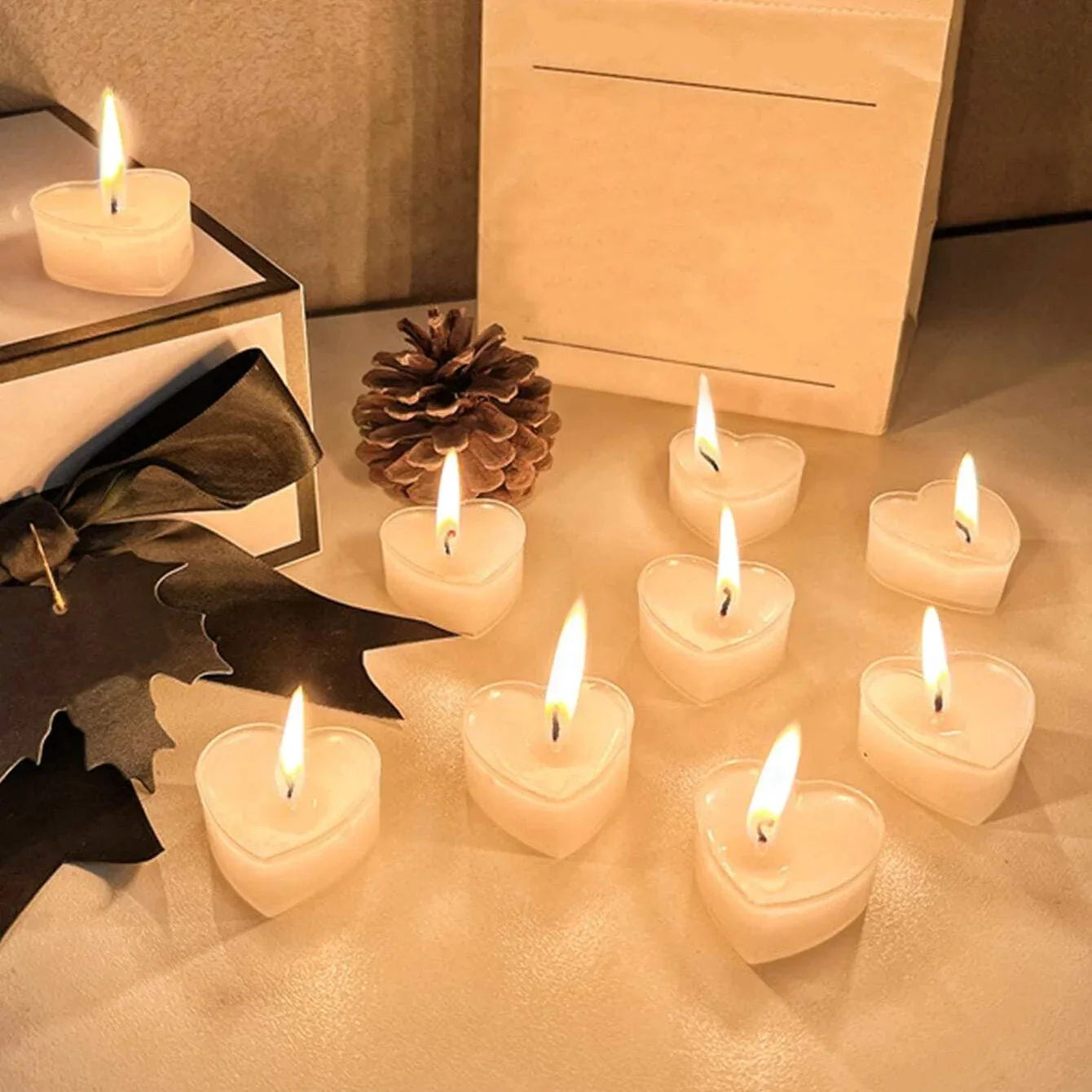 9pcs Heart-Shaped Scented Tea Candles – Romantic Décor for Valentine's Day, Weddings, and Anniversaries