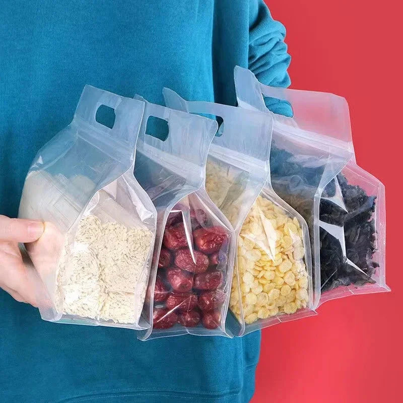 5pcs Reusable Leakproof Food Storage Bags - Eco-Friendly Kitchen Organizer for Snacks, Fruits, and Vegetables