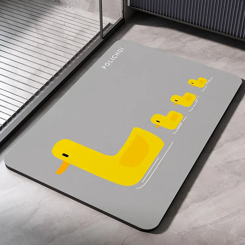 Diatomaceous Earth Bath Mat - Quick-Dry Non-Slip Absorbent Bathroom Rug with Washable Design