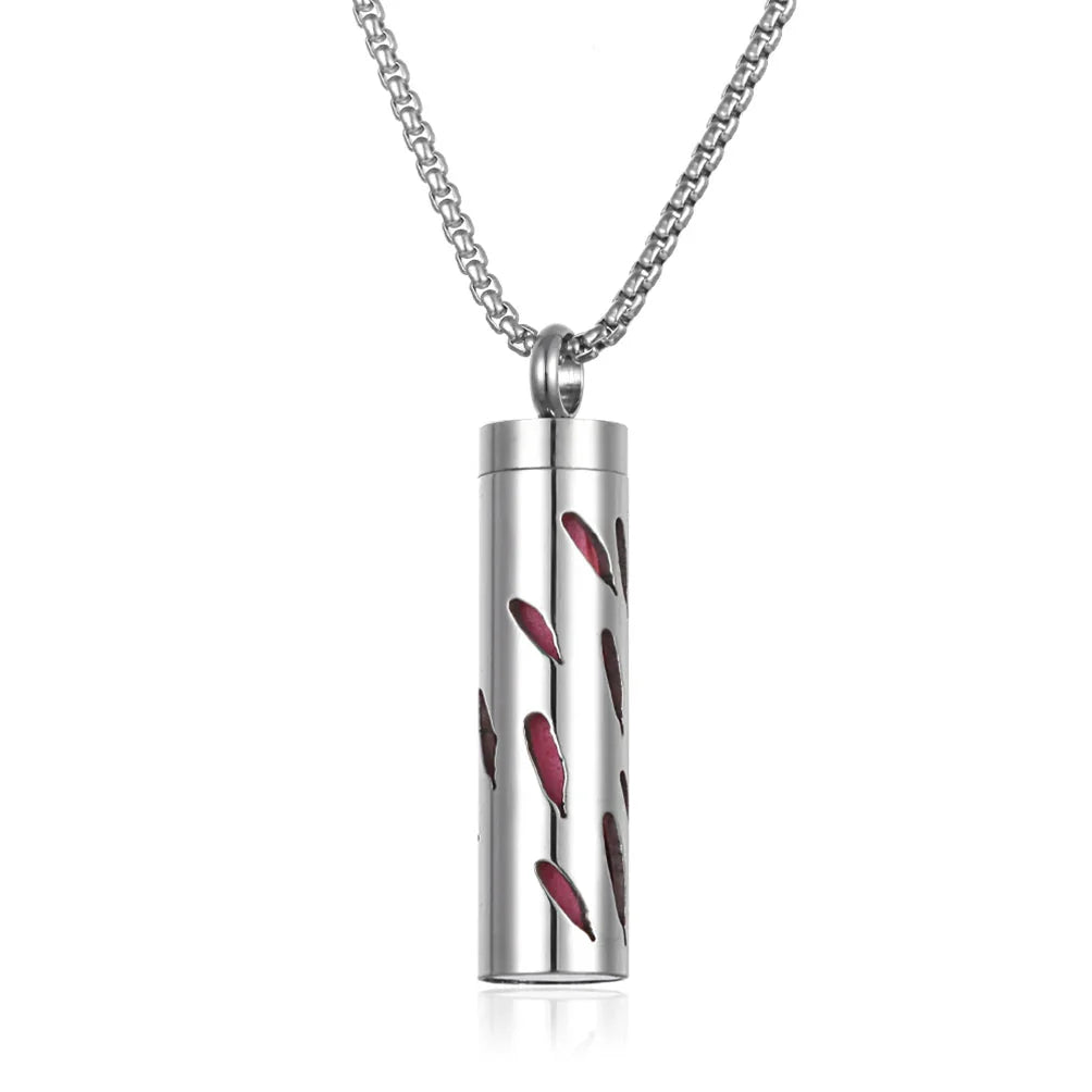 Long Strip Stainless Steel Aromatherapy Necklace – Essential Oil Diffuser Pendant