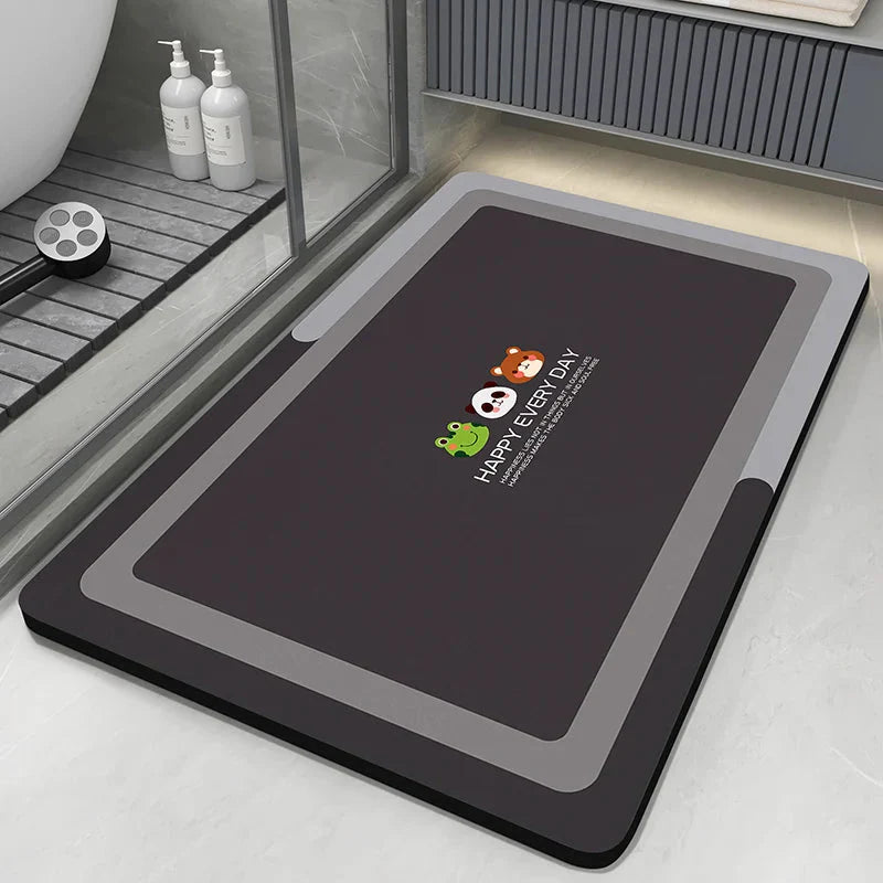 Diatomaceous Earth Bath Mat - Quick-Dry Non-Slip Absorbent Bathroom Rug with Washable Design