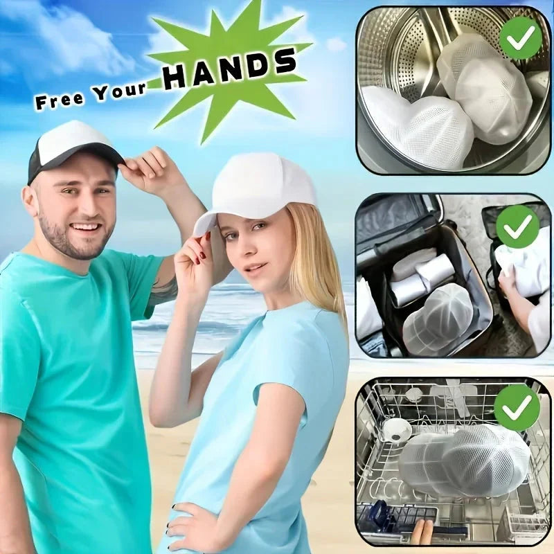 Hat Cleaner Cage with Mesh Bag - Baseball Cap Washer for Washing Machines