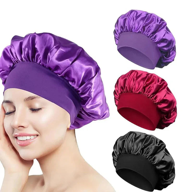 Women’s Satin Sleep Bonnet – Silk Hair Bonnet with Wide Elastic Band