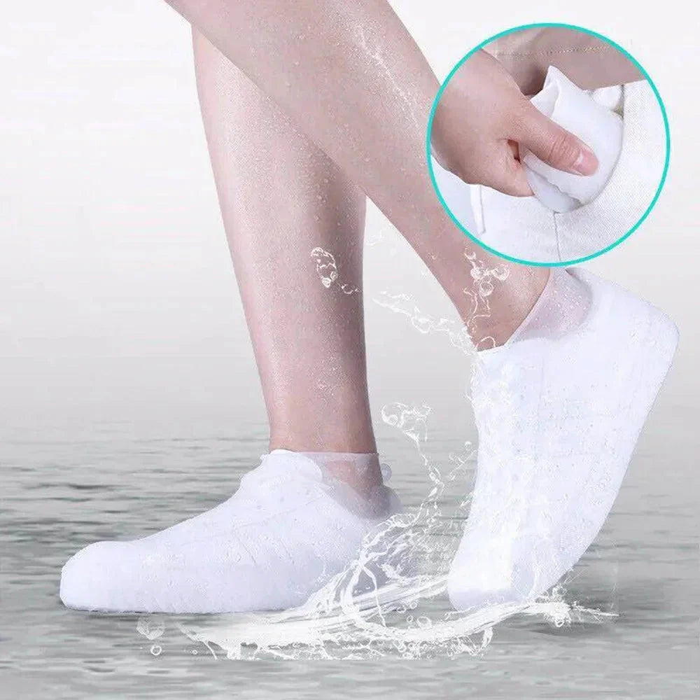 Reusable Silicone Waterproof Shoe Covers - Non-Slip Rubber Rain Boot Overshoes for Outdoor Use