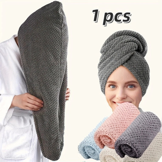 Absorbent Hair Towel Wrap – Quick-Dry Textured Cap for Women