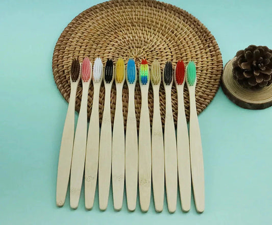 Eco-Friendly Bamboo Toothbrush - Soft Bristles, Vegan, Plastic-Free, 10-Pack
