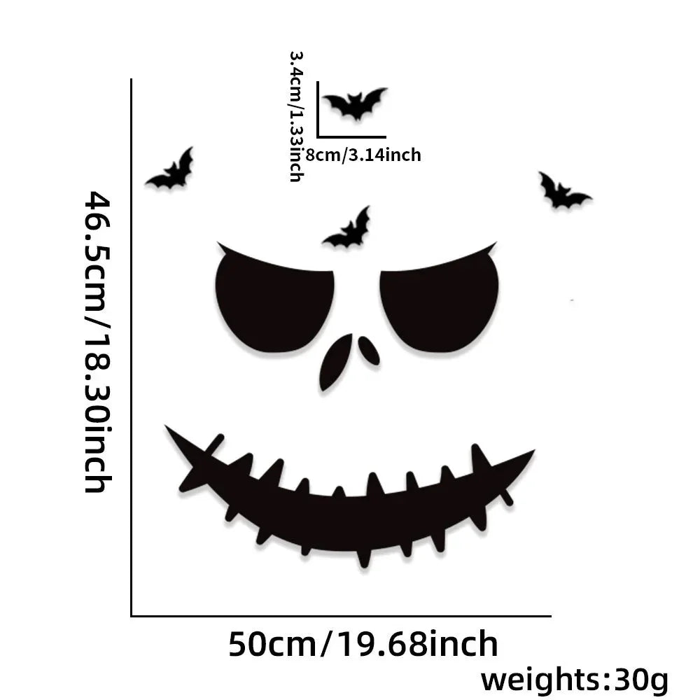 Halloween Door & Window Stickers - Skeleton Hands, Pumpkins, Ghosts, and Witch Hat Decor