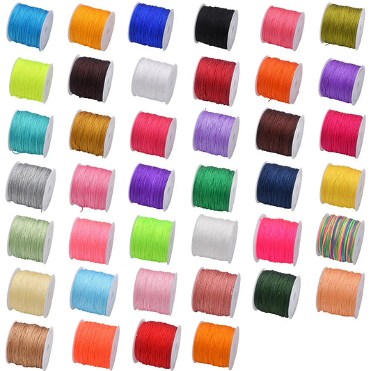 50 Yards 0.8mm Braided Nylon Cord – Durable Satin String for Jewelry Making, Beading, Macrame, Chinese Knot & DIY Crafts