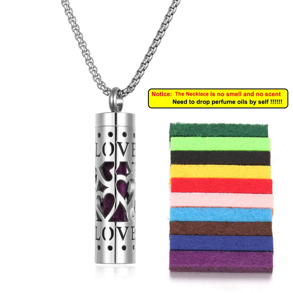 Long Strip Stainless Steel Aromatherapy Necklace – Essential Oil Diffuser Pendant