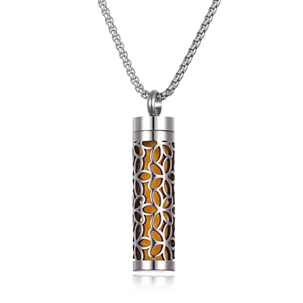 Long Strip Stainless Steel Aromatherapy Necklace – Essential Oil Diffuser Pendant