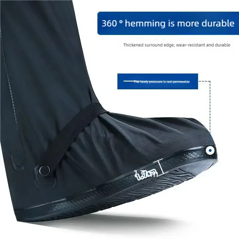 Black Waterproof Rain Boot Shoe Covers with Reflector - High-Top Dust Covers for Motorcycle & Bike