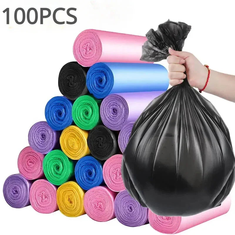 100PCS Mixed Color Thicken Disposable Garbage Bags Kitchen Storage Trash Can Liner Bags Protect Privacy Plastic Waste Bag