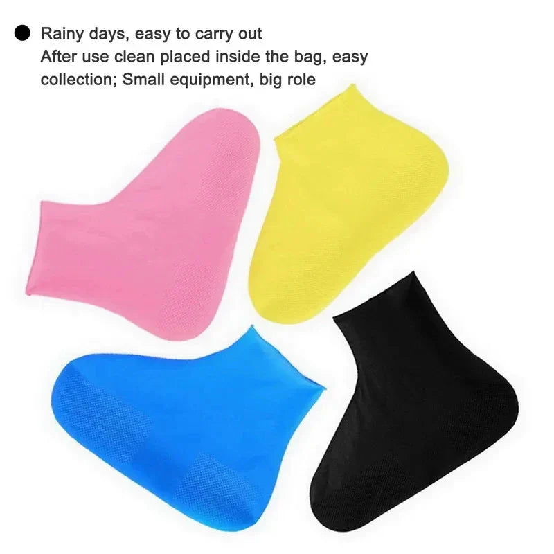 Reusable Silicone Waterproof Shoe Covers - Non-Slip Rubber Rain Boot Overshoes for Outdoor Use