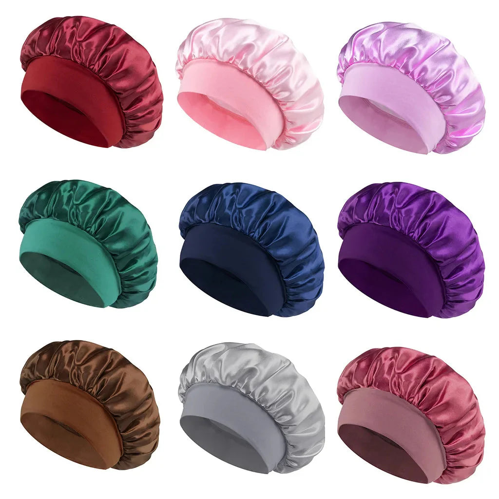 Women’s Satin Sleep Bonnet – Silk Hair Bonnet with Wide Elastic Band