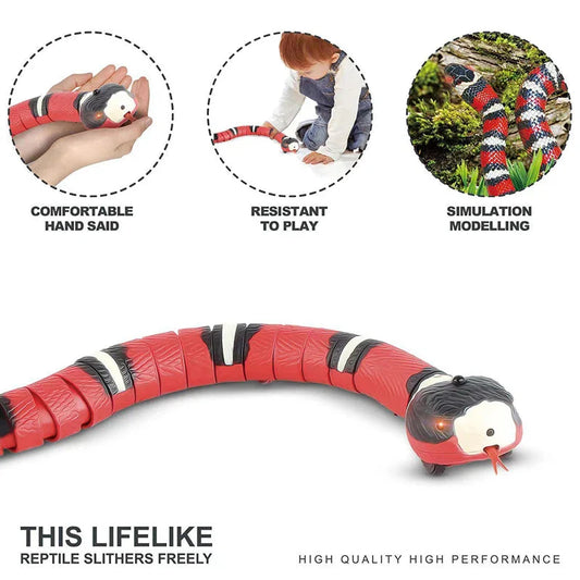 Automatic Smart Sensing Snake Cat Toy – Interactive USB Rechargeable Moving Pet Toy with Lights & Motion Detection for Cats