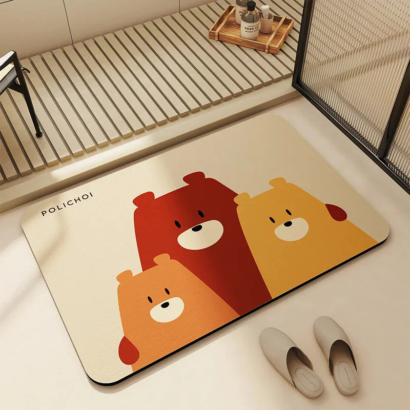Diatomaceous Earth Bath Mat - Quick-Dry Non-Slip Absorbent Bathroom Rug with Washable Design