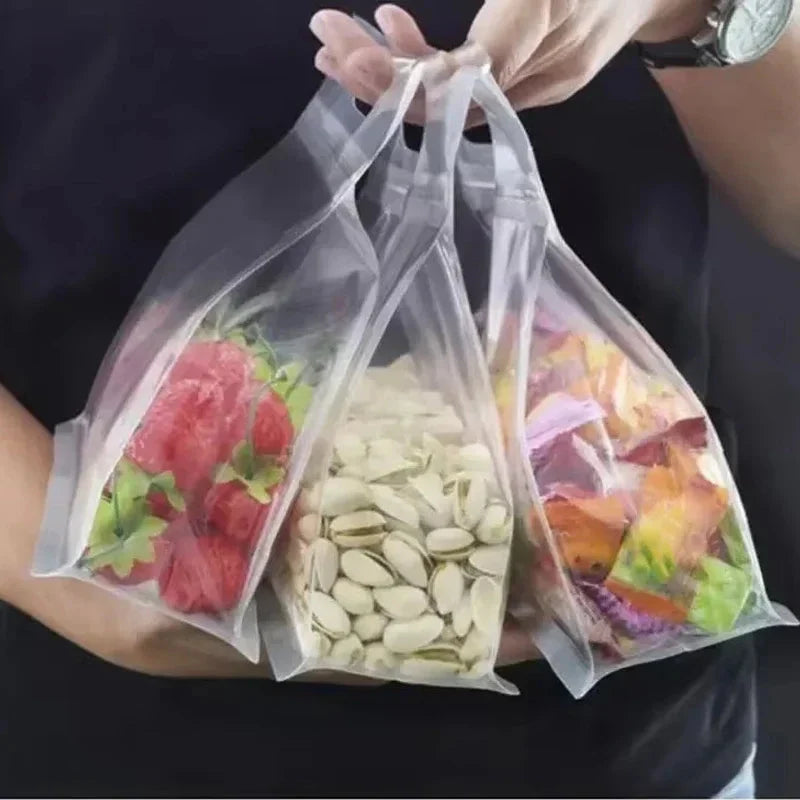 5pcs Reusable Leakproof Food Storage Bags - Eco-Friendly Kitchen Organizer for Snacks, Fruits, and Vegetables