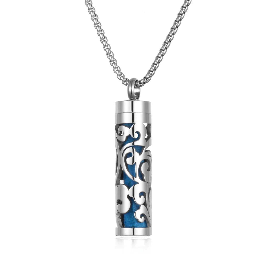 Long Strip Stainless Steel Aromatherapy Necklace – Essential Oil Diffuser Pendant