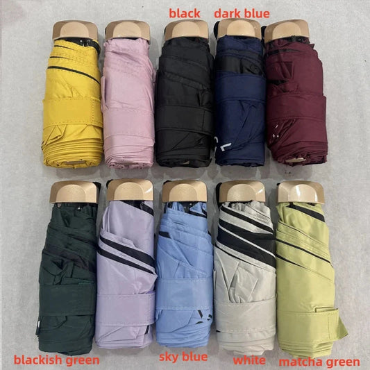 1Pc 55% Off Mini Sun Umbrella Pocket Rain Umbrella Vinyl Folding UV Ultraviolet Protection Sun Shade Pocket Parasol Capsule