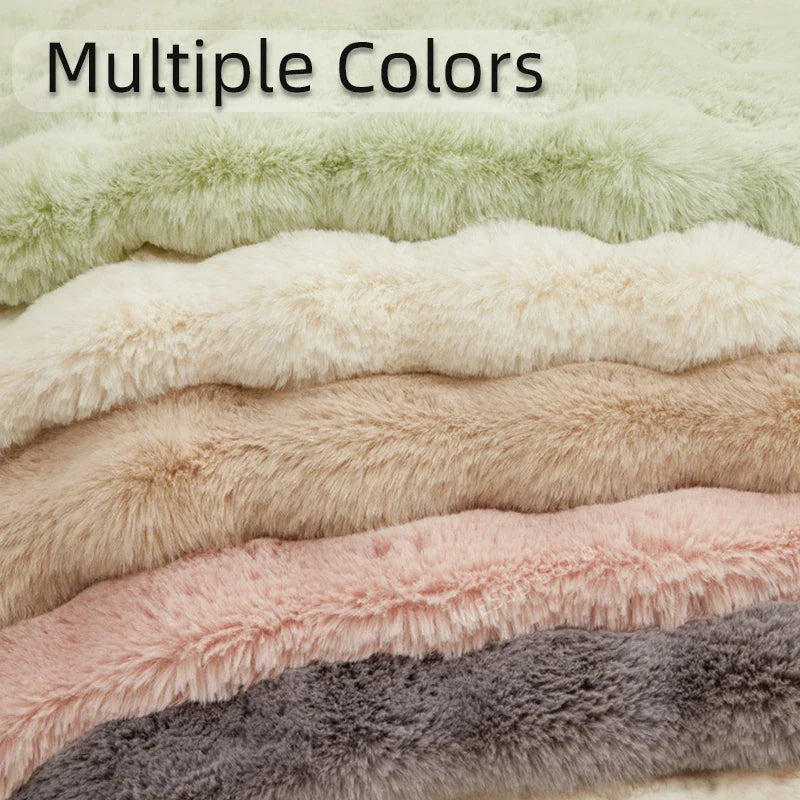 Faux Rabbit Carpet For Bedroom Hairy Fluffy Mat Washable Area Rug Shaggy Soft Christmas Decoration Luxury Sofa Mat Cushion