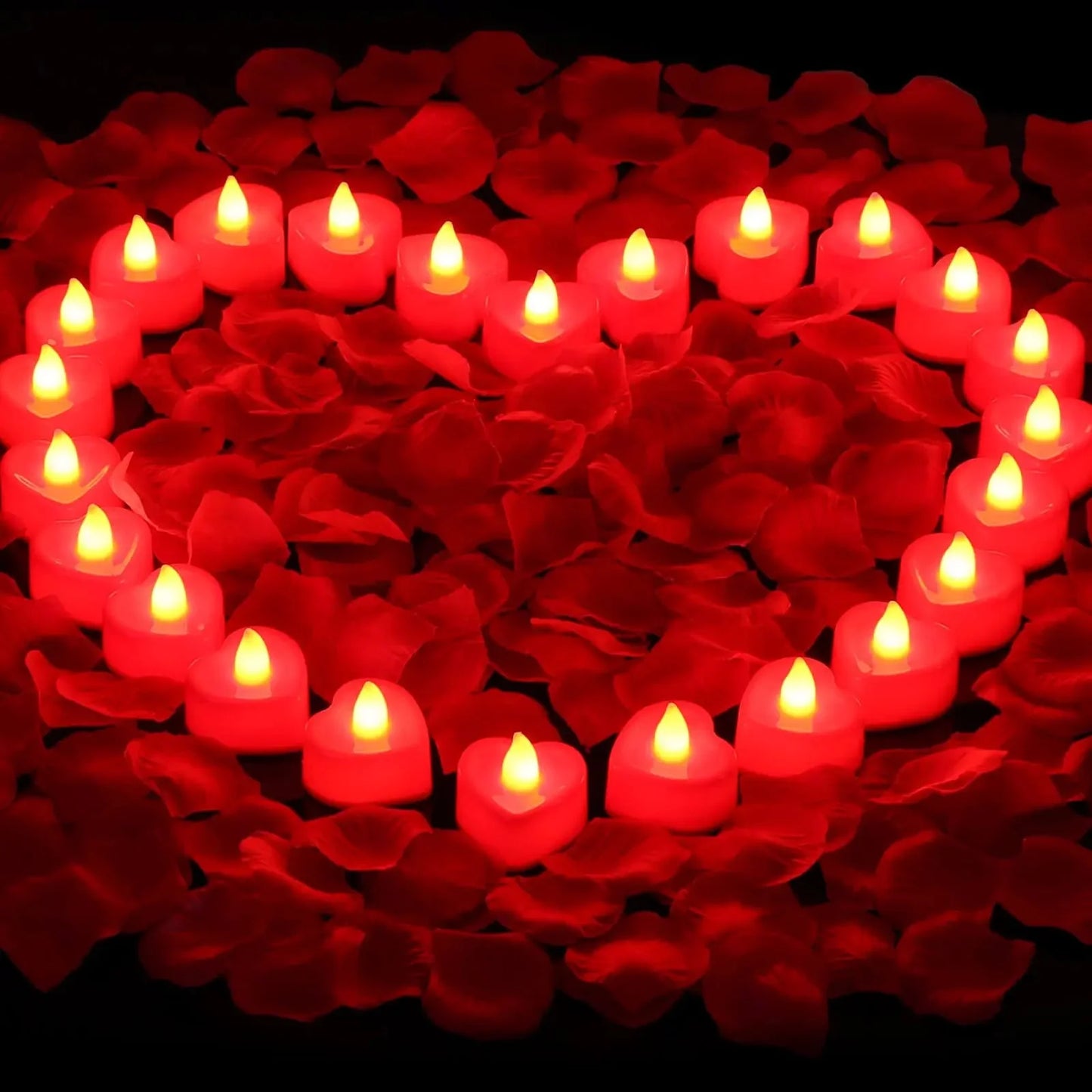 24PCS LED Candle Tea Lights Battery Operated Red Shells Romantic Decoration Flameless  Wedding Party Use