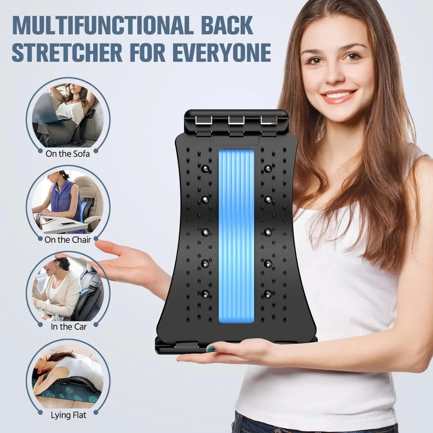 Adjustable Back Stretcher – Lumbar Support & Pain Relief Board - Multi-Level Back Cracker Board