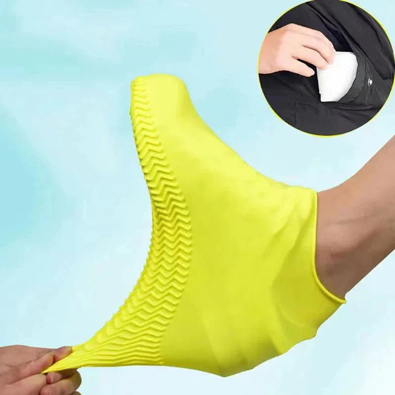 Reusable Silicone Waterproof Shoe Covers - Non-Slip Rubber Rain Boot Overshoes for Outdoor Use