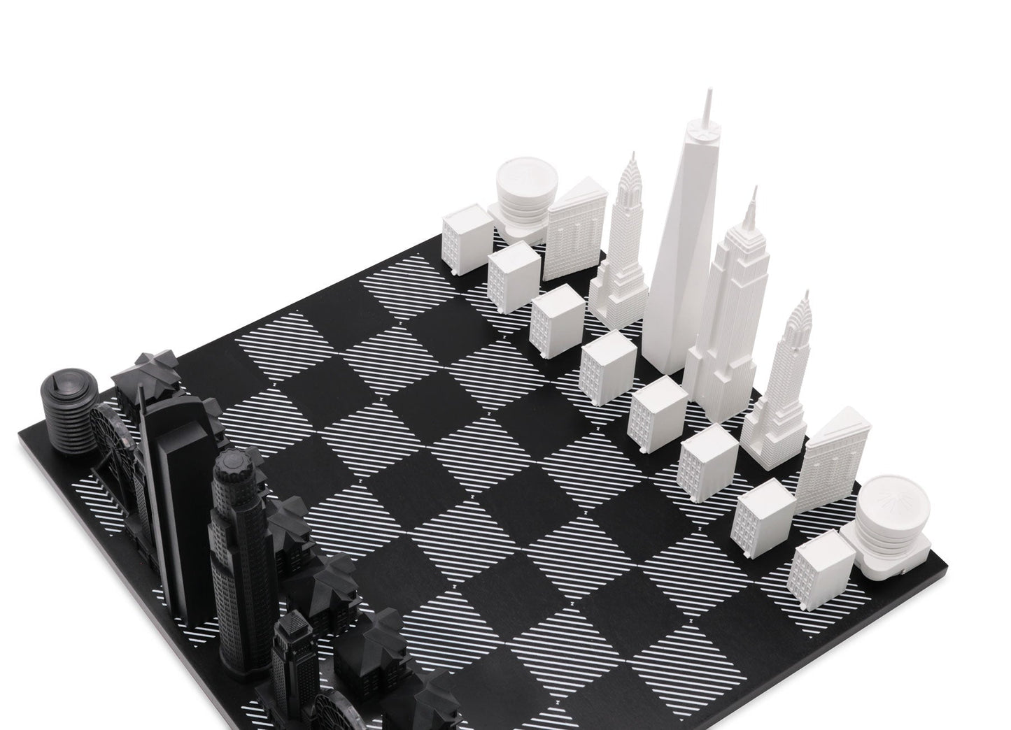 Chess Set Acrylic NEW YORK vs LOS ANGELES with Wood Hatch Board