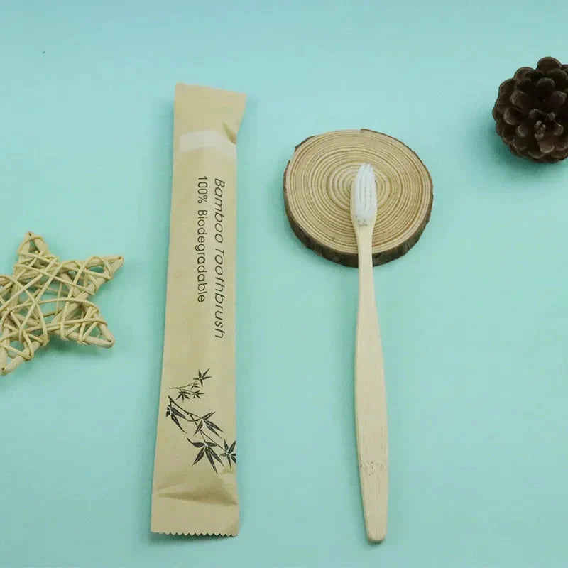 Eco-Friendly Bamboo Toothbrush - Soft Bristles, Vegan, Plastic-Free, 10-Pack
