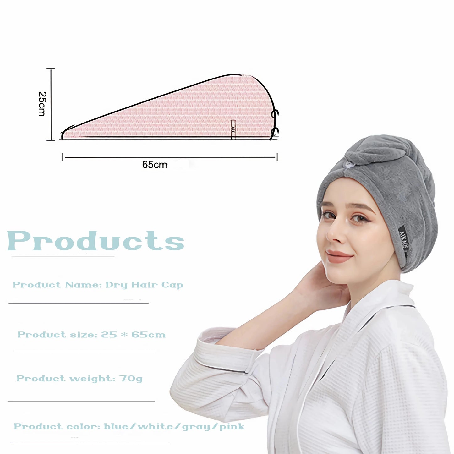 Microfiber Hair Drying Towel Cap – Quick-Dry, Super Absorbent Shower Wrap for Women
