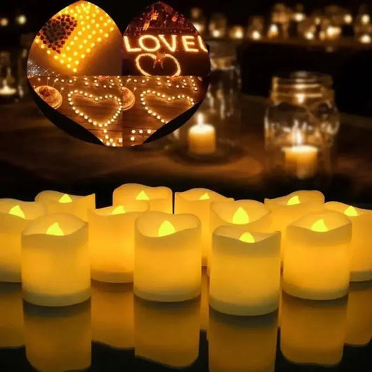 24PCS LED Candle Tea Lights Battery Operated Red Shells Romantic Decoration Flameless  Wedding Party Use