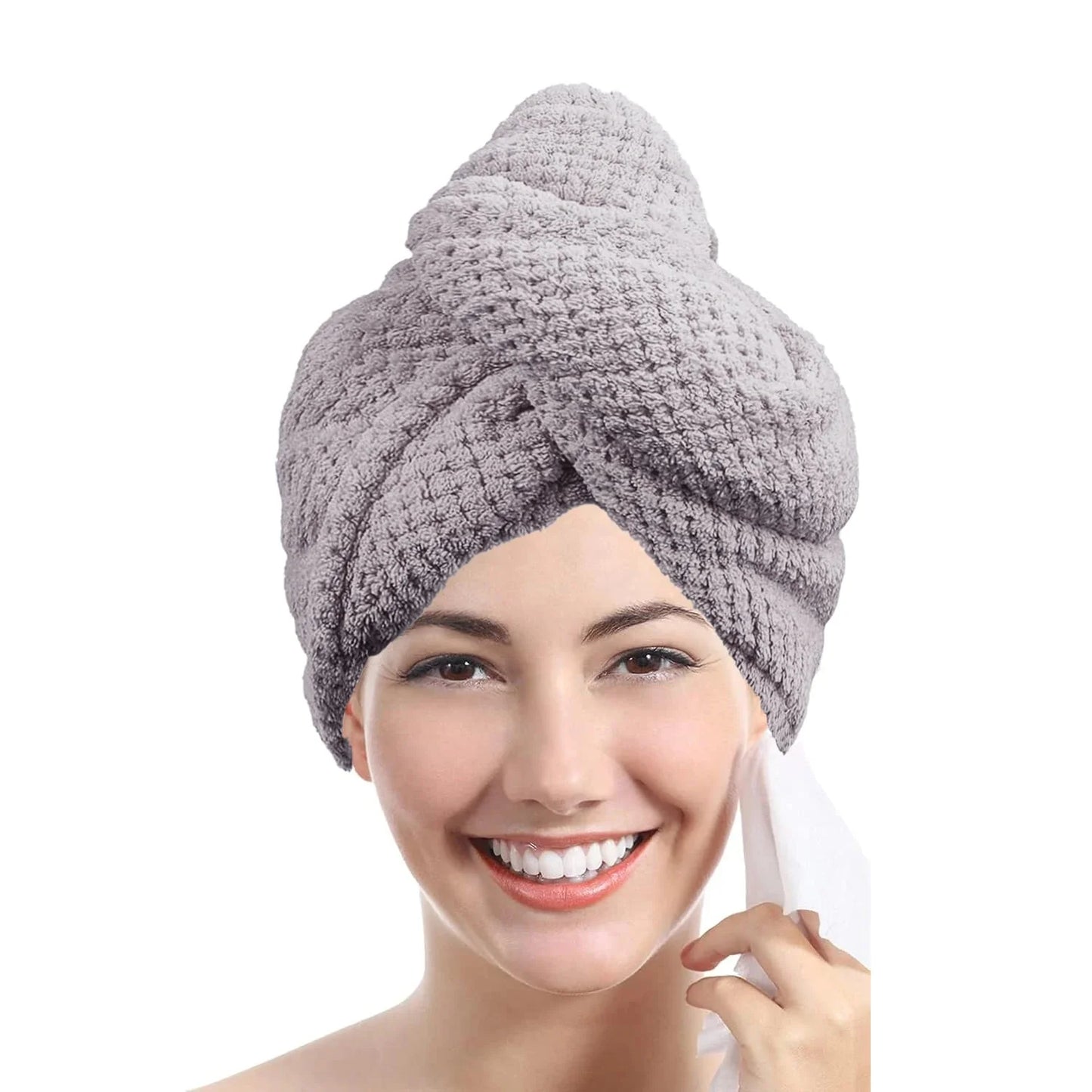 Absorbent Hair Towel Wrap – Quick-Dry Textured Cap for Women