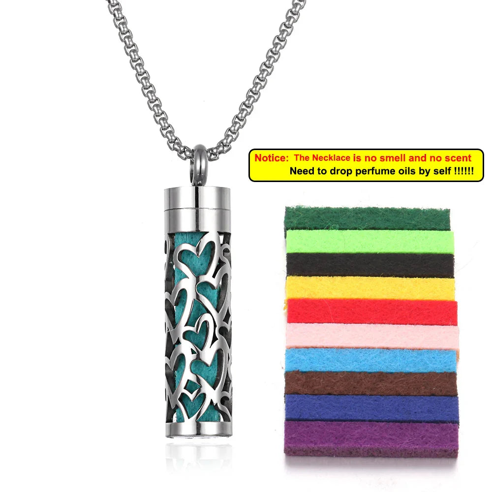 Long Strip Stainless Steel Aromatherapy Necklace – Essential Oil Diffuser Pendant