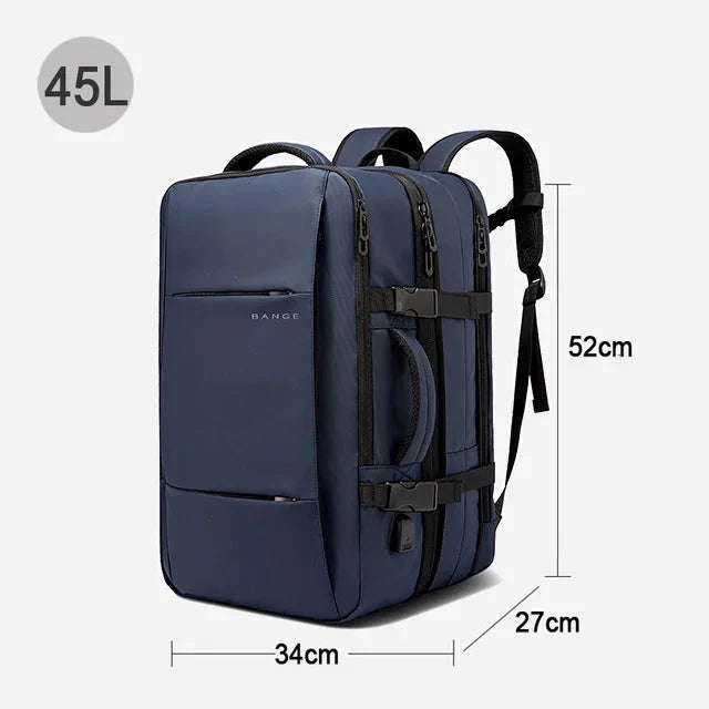 Expandable Business Backpack for Men - 17.3" Laptop, USB, Waterproof Travel Bag