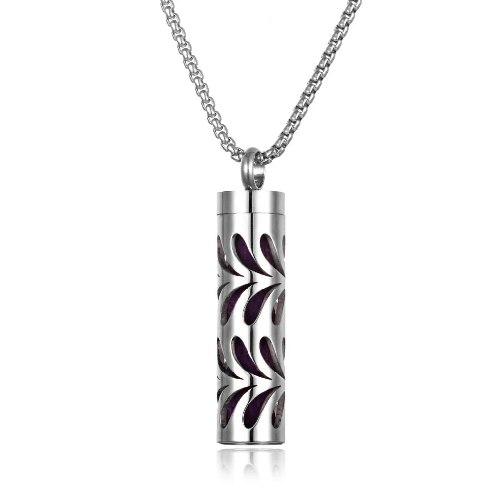 Long Strip Stainless Steel Aromatherapy Necklace – Essential Oil Diffuser Pendant