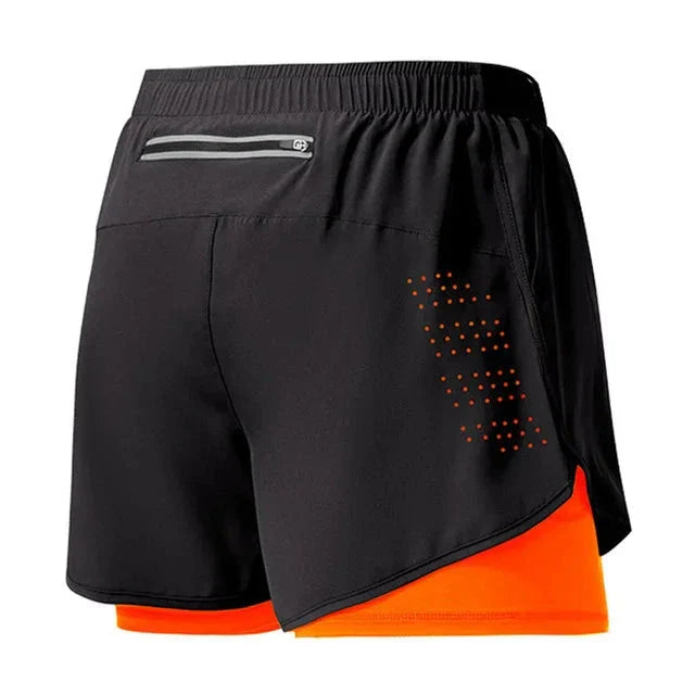 Men’s 2-in-1 Running Shorts – Quick-Dry Double Layer Gym Shorts for Training, Workout & Bodybuilding (Black)