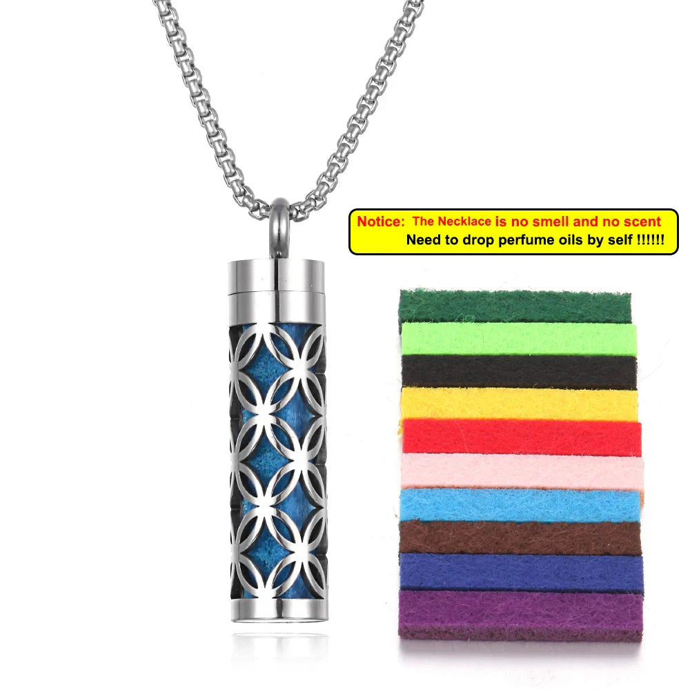 Long Strip Stainless Steel Aromatherapy Necklace – Essential Oil Diffuser Pendant