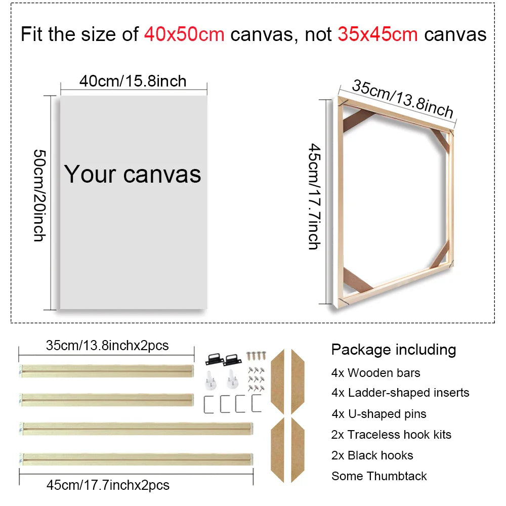 30x40 40x50 60x90cm Canvas Frame Wooden Frames Wooden Photo Oil Painting Canvas Diamond Painting Frames Canvas Wood Wall Frame