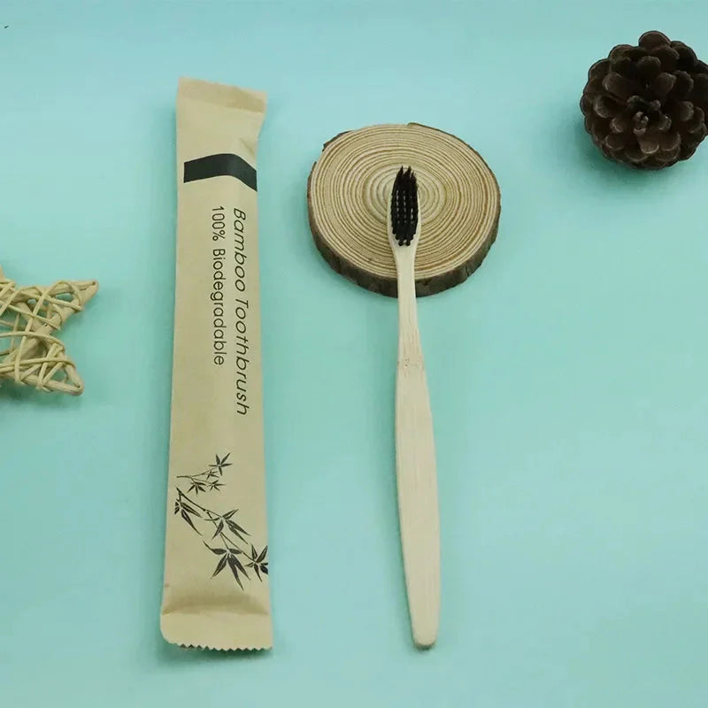 Eco-Friendly Bamboo Toothbrush - Soft Bristles, Vegan, Plastic-Free, 10-Pack