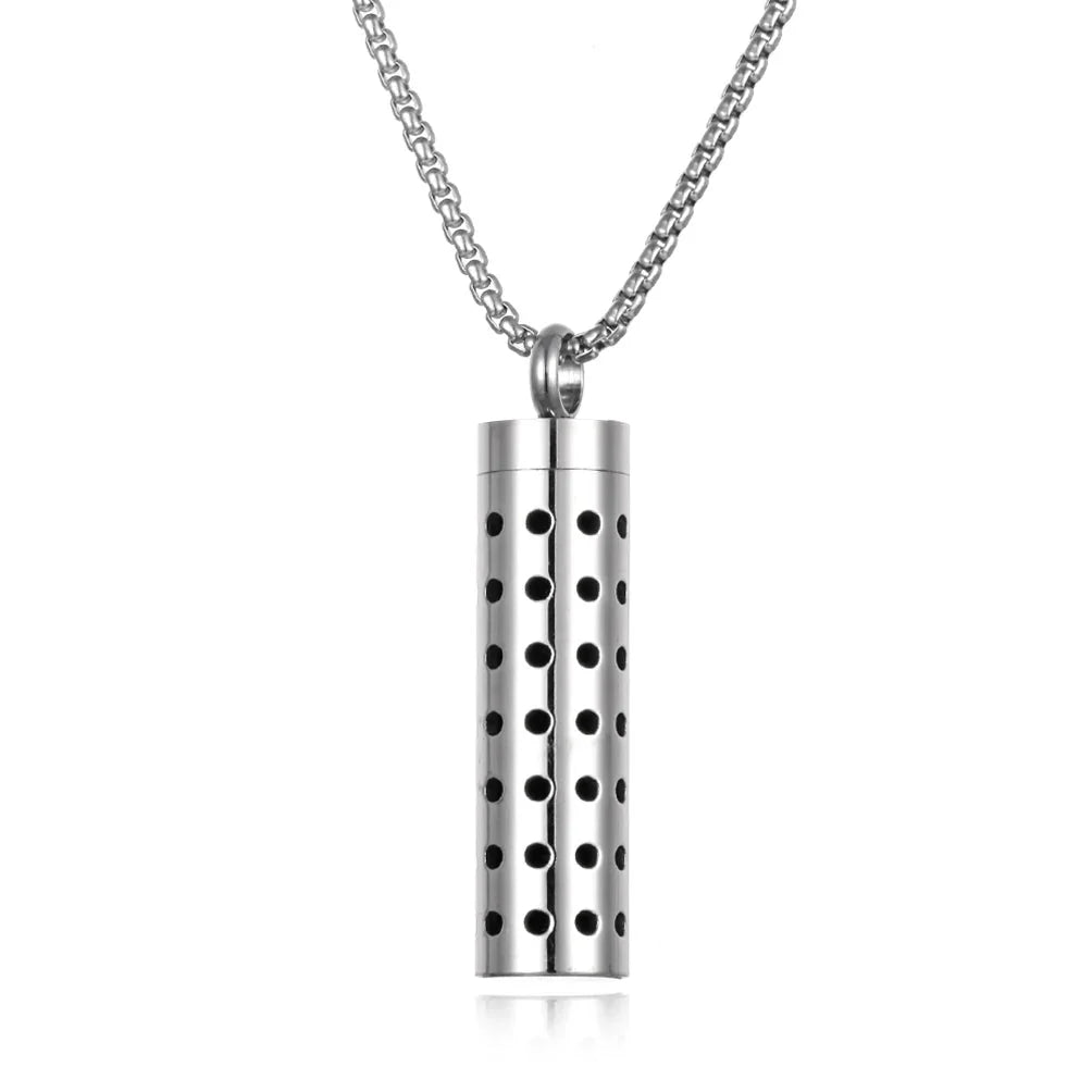 Long Strip Stainless Steel Aromatherapy Necklace – Essential Oil Diffuser Pendant