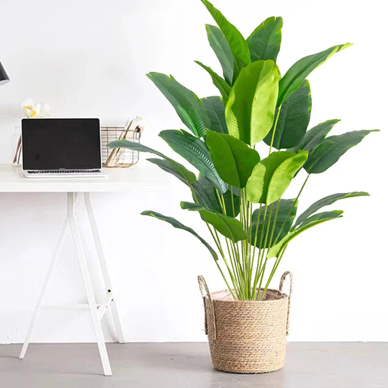 Artificial Tropical Palm Tree – Real Touch Banana & Monstera Leaves Home Decor