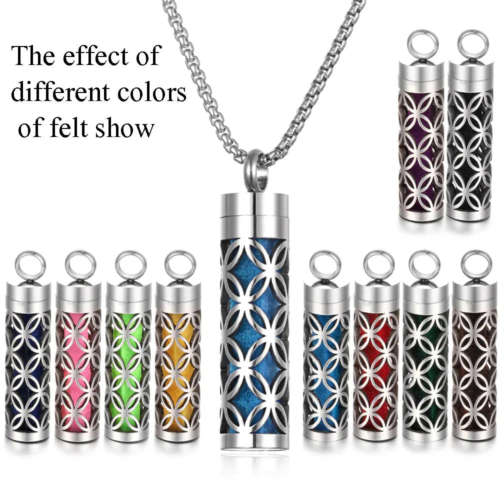 Long Strip Stainless Steel Aromatherapy Necklace – Essential Oil Diffuser Pendant
