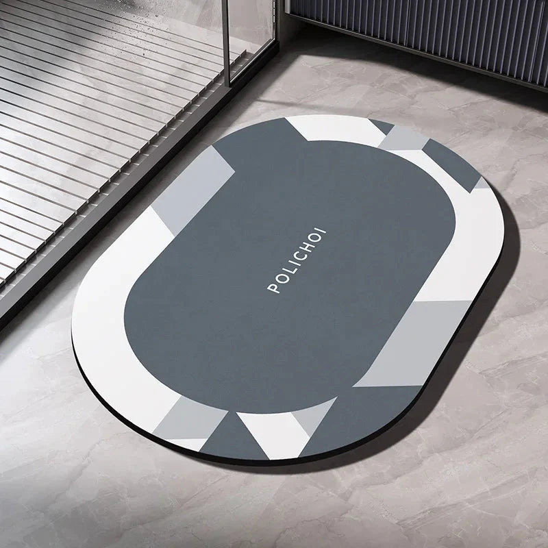 Diatomaceous Earth Bath Mat - Quick-Dry Non-Slip Absorbent Bathroom Rug with Washable Design