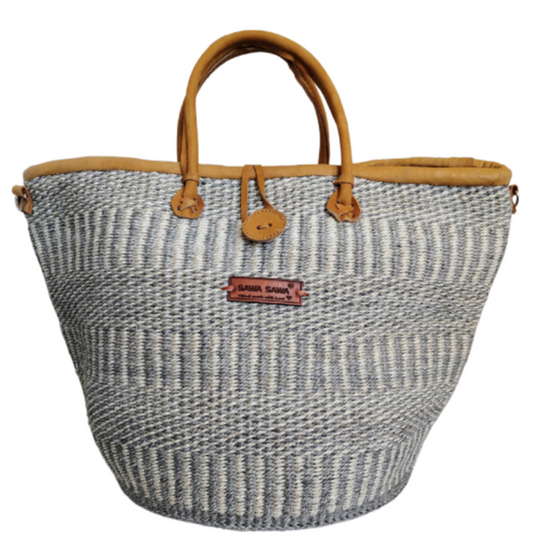 Ash Wisdom Striped Handwoven Sisal Straw Basket Tote