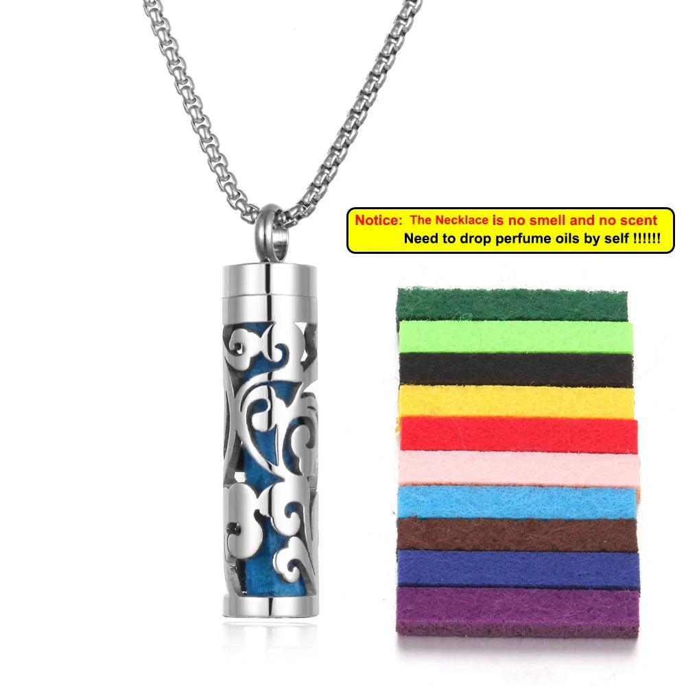 Long Strip Stainless Steel Aromatherapy Necklace – Essential Oil Diffuser Pendant