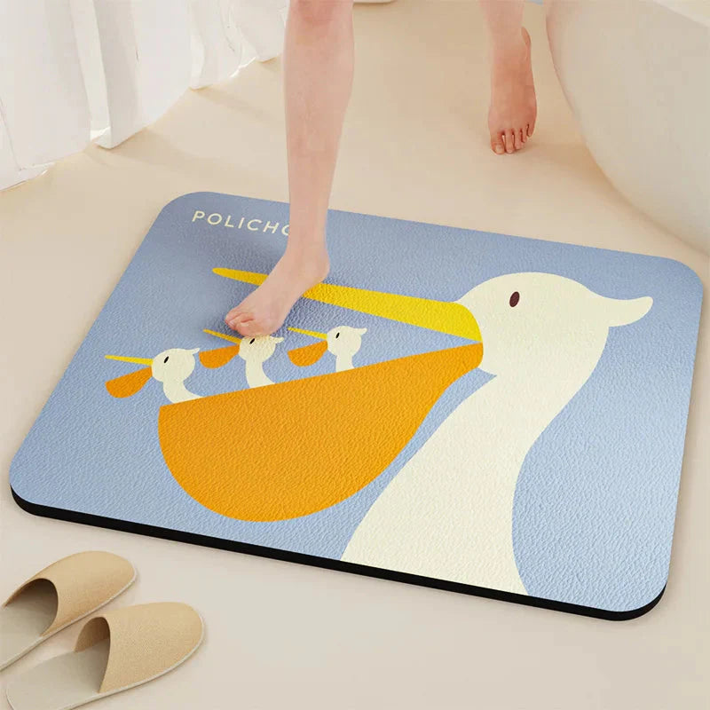 Diatomaceous Earth Bath Mat - Quick-Dry Non-Slip Absorbent Bathroom Rug with Washable Design