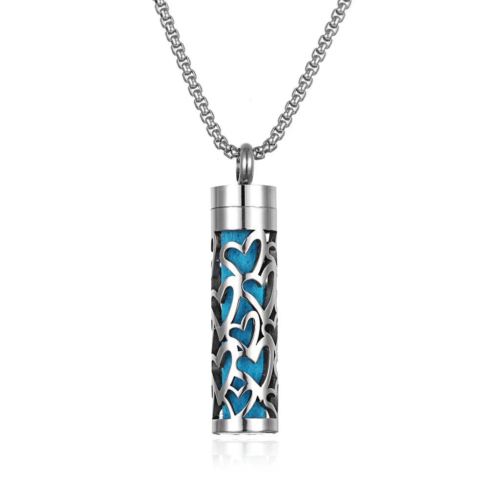 Long Strip Stainless Steel Aromatherapy Necklace – Essential Oil Diffuser Pendant